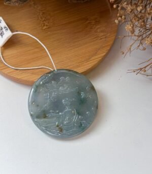 烟熏紫美女抚琴山水吊坠 Smoky Purple Sansui Beauty Pendant