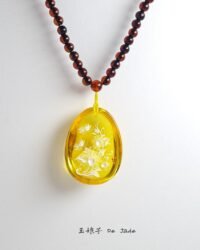 牡丹花琥珀吊坠 Peony Amber Pendant