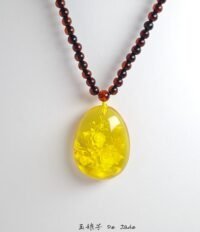 牡丹花琥珀吊坠 Peony Amber Pendant