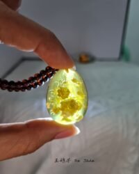 牡丹花琥珀吊坠 Peony Amber Pendant