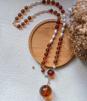琥珀珍珠项链 Amber Pearl Necklace