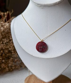 18K血珀五地币吊坠 Blood Amber Five Coins Pendant