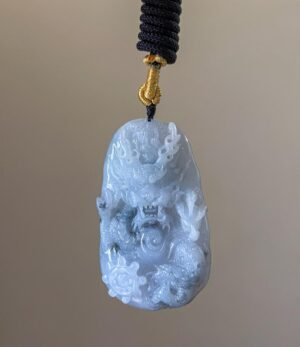 3D烟薰紫龙牌吊坠 Smoky Purple Jadeite Dragon Pendant