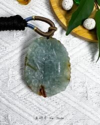 蓝底八婆图吊坠 Blue Jadeite Ba Po Pendant