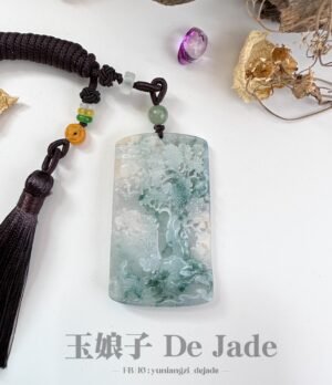 3D飘蓝花山水吊坠 Blue Floral Landscape Pendant