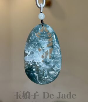 3D镂空蓝水山水吊坠 Blue Water Jadeite Landscape Pendant