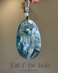 3D镂空蓝水山水吊坠 Blue Water Jadeite Landscape Pendant