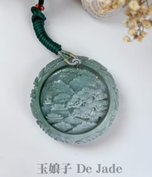 冰晴低山水福镯套装  Icy Blue Jadeite Landscape Bangle Set