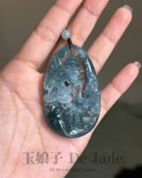 3D镂空蓝水山水吊坠 Blue Water Jadeite Landscape Pendant