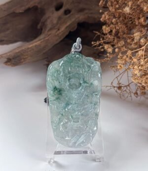 冰飘蓝花龙吊坠 Icy Blue-Flower Dragon Jadeite Pendant