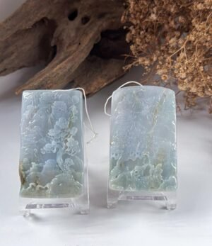 一对篮紫山水吊坠