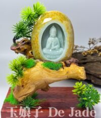 黄翡原皮净瓶观音摆件 Yellow Jadeite Guan Yin Ornament