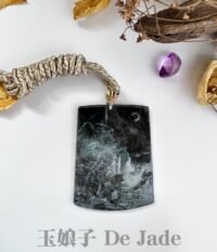 冰乌鸡山水吊坠 Ice Black Jadeite Landscape Pendant