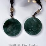 一对老蓝水山水吊坠 Old Blue Water Jadeite Landscape Pendant