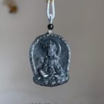 冰乌鸡大势至菩萨吊坠 Icy Black Jadeite Mahasthamaprapta  Bodhisattva Pendant