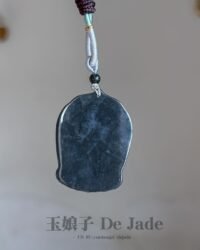 冰乌鸡大日如来吊坠 Icy Black Jadeite Vairocana Buddha Pendant