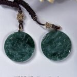 一对老蓝水山水吊坠 Old Blue Water Jadeite Landscape Pendant