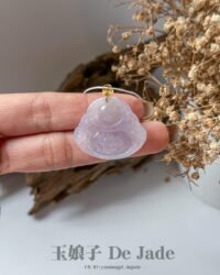 18K粉紫笑佛吊坠 Purple Laughing Buddha Pendant
