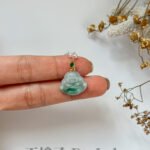 蓝底阳绿迷你笑佛吊坠 Green Jade Mini Laughing Buddha Pendant