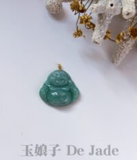 18K蓝水笑佛吊坠 Blue Jade Laughing Buddha Pendant