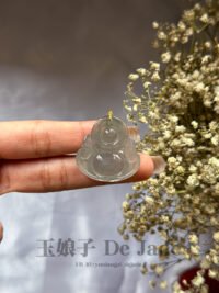 18K 黑冰笑佛吊坠 Black Ice Laughing Buddha Pendant