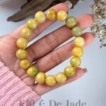 磨砂黄翡手串 Matte Yellow-Green Jadeite Bracelet