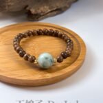 飘花单珠翡翠鸡翅木手串  Jadeite Bead Chicken Wing Wood Bracelet