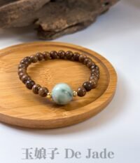 飘花单珠翡翠鸡翅木手串  Jadeite Bead Chicken Wing Wood Bracelet