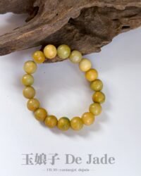 磨砂黄翡手串 Matte Yellow-Green Jadeite Bracelet