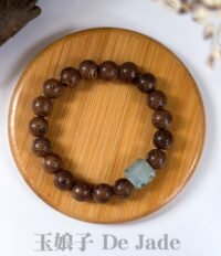 飘蓝花翡翠桶珠鸡翅木手串 Blue Jadeite Barrel Bead & Chicken Wing Wood Bracelet