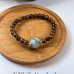 飘花单珠翡翠鸡翅木手串  Jadeite Bead Chicken Wing Wood Bracelet