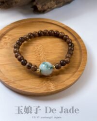 飘花单珠翡翠鸡翅木手串  Jadeite Bead Chicken Wing Wood Bracelet