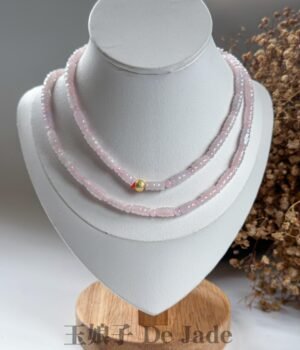 粉翡翠竹节长串 Pink Jadeite Bamboo Bead Necklace