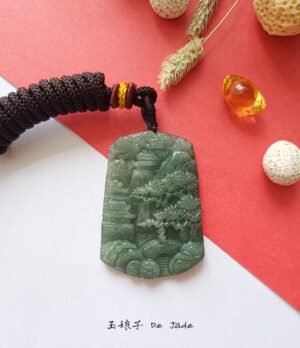 山水翡翠吊坠 Landscape Jade Pendant