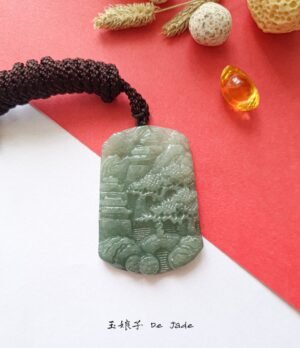 山水翡翠吊坠 Landscape Jade Pendant
