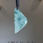 神仙鱼飘蓝花翡翠吊坠 Angel Fish Blue Flower Jade Pendant