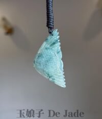 神仙鱼飘蓝花翡翠吊坠 Angel Fish Blue Flower Jade Pendant