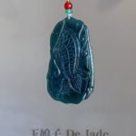老蓝水龙牌吊坠 Old Blue Water Jade Dragon Pendant