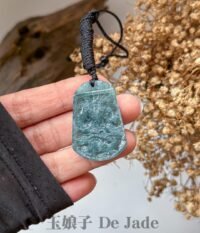 蓝水龙牌吊坠 Blue Water Jade Dragon Pendant