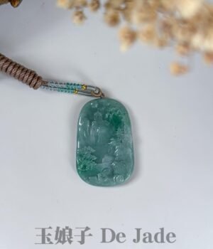 果绿山水吊坠 Apple Green Landscape Jade Pendant