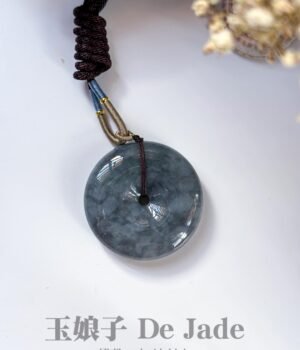 冰乌鸡平安扣吊坠 Icy Black Jadeite Peace Pendant