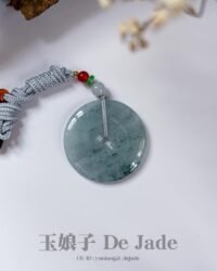 飘蓝花平安扣吊坠 Floating Blue Flower Peace Pendant