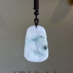 487384937_1241288727542497_333548232956683010_n 牛奶底飘蓝花山水吊坠 Milky-White Base with Floating Blue Landscape Jade Pendant