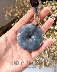 冰乌鸡平安扣吊坠 Icy Black Jadeite Peace Pendant