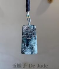 飘蓝花山水吊坠 Floating Blue Flower Landscape Jade Pendant