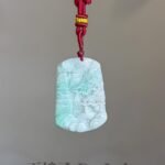 一抹金丝阳绿山水吊坠Golden-Streak Yang Green Landscape Jade Pendant
