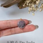 18K冰乌鸡无事牌 Icy Black Jadeite Wu Shi Pai Pendant