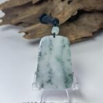 冰飘蓝花山水吊坠 Icy Jadeite with Floating Blue Landscape Pendant