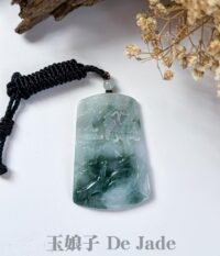 飘蓝花山水吊坠 Floating Blue Landscape Jade Pendant