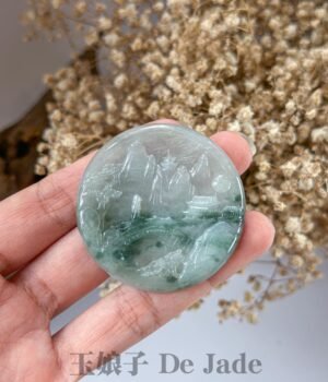 488483043_1242596004078436_7980151566803257942_n 冰飘花山水吊坠 Icy Floating-Flower Landscape Jade Pendant